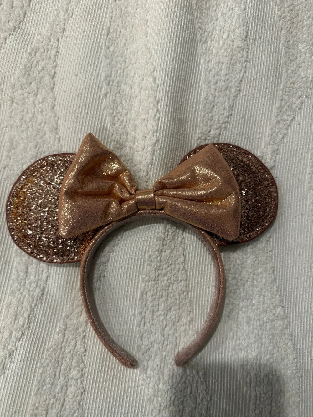 Disney Rose Gold Glitter Minnie Ears Headband